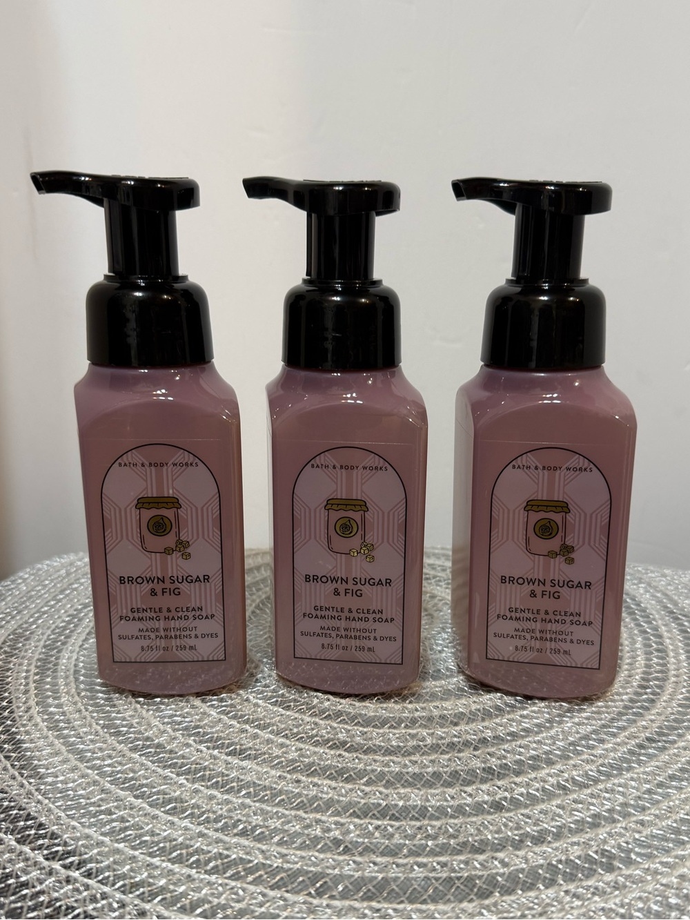 BBW Brown Sugar and Fig Foaming Hand Soap Set of 3 NWT
